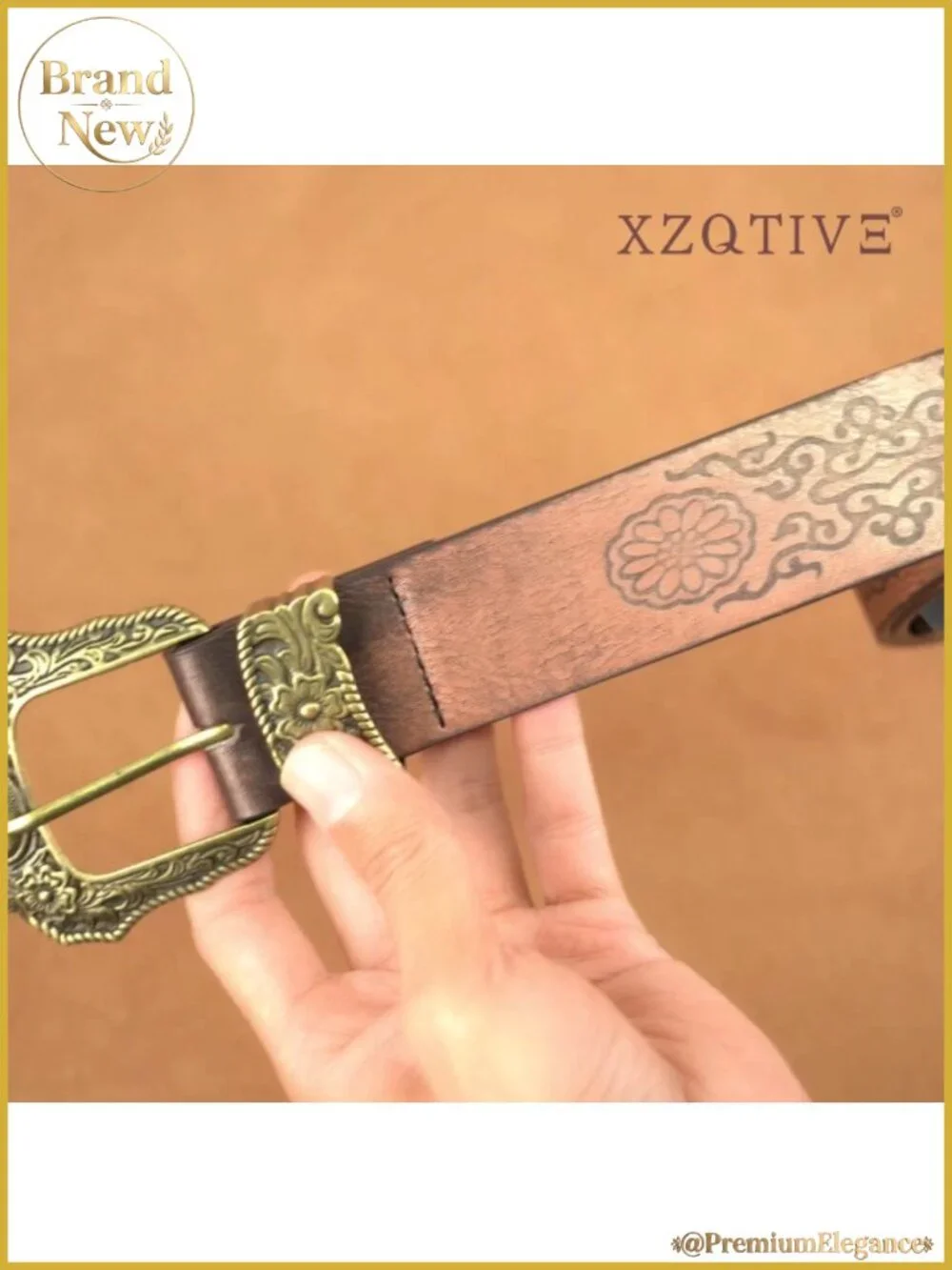 Western Leather Belt Concho Turquoise Buckle Adjustable Cowgirl